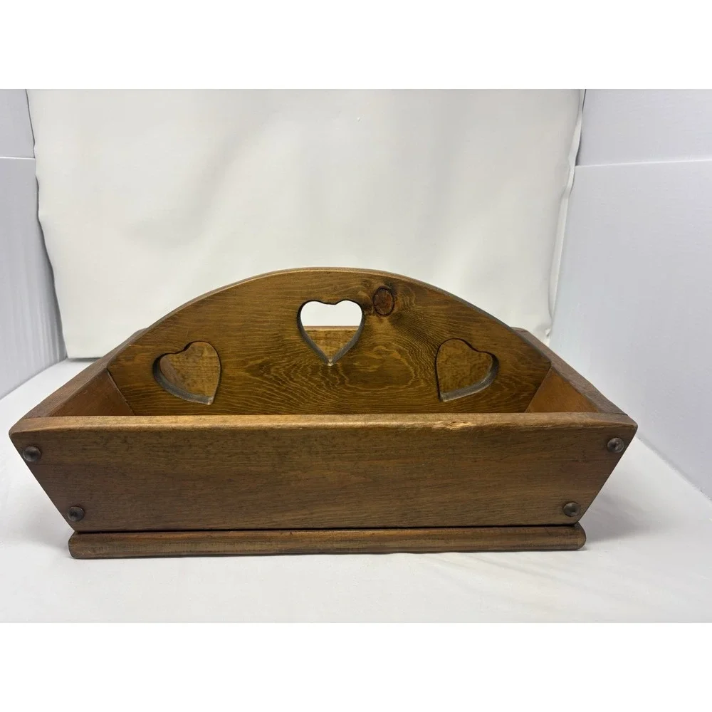 Vintage Large Wooden 90's Hearts Utility Caddy Granny Cottage Farmhouse 18